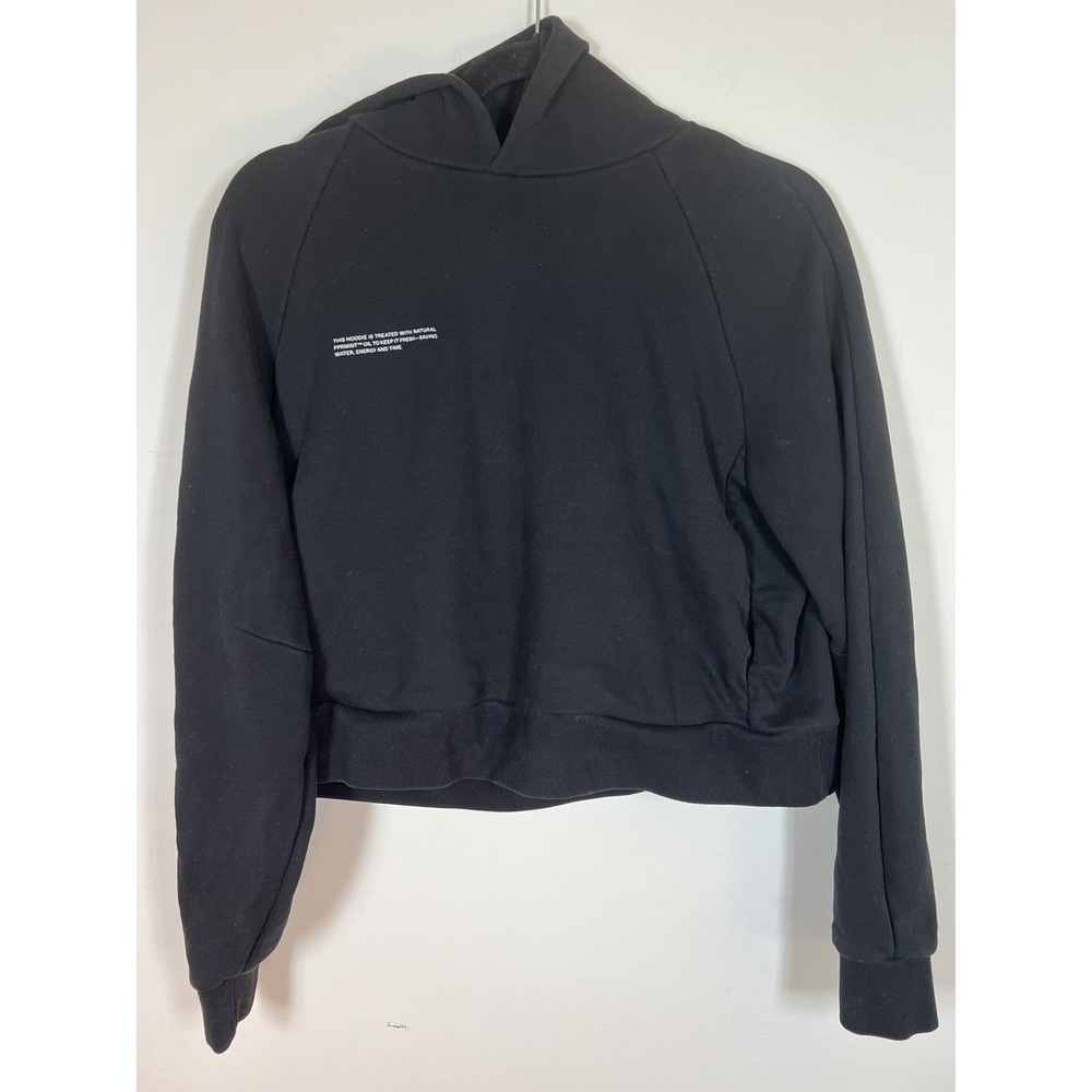 PANGAIA 365 Womens M Black Organic Cotton PPRMINT Pullover Cropped Hoodie